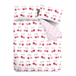 Valge/roosa voodipesu kaheinimesevoodile 200x200 cm Cherries and Bows - Catherine Lansfield