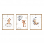 Laste pildid 3 tk komplektis 30x40 cm Teddy Bear
