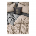 Hallikas-beež 4-osaline pikendatud Renforc&eacute; puuvillast voodipesu kaheinimesevoodile koos linaga 200x220 cm - Mila Home