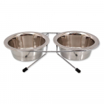 Roostevabast terasest koerakausside komplekt koos alusega, &oslash; 13 cm Dog Fantasy - Plaček Pet Products