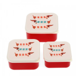 Punased-kreemid laste suupistekarbid, 3-osaline komplekt Sausage Dog - Rex London