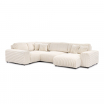 Kreem velvetist nurgadiivan (vasak nurk/U-kujuline) Justin - Ropez