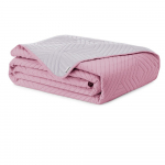 Roosa/helehall tepitud mikrokiust voodikate 240x260 cm Softa - Restilo