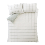 Roheline/kreemikas flanellvoodipesu kaheinimesevoodile 200x200 cm Brushed Regal Check - Bianca