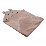 Roosa-pruun puuvillane beebir&auml;tik koos kapuutsiga 75x75 cm Rabbit - Kindsgut
