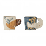 Sinised/kreemid kivikeraamikast espressotassid 2tkkomplektis 55 ml Hezha - Bloomingville