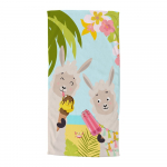 Laste sametist rannar&auml;tik 75x150 cm Happy lamas - Good Morning