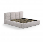 Beež polsterdatud kaheinimesevoodi panipaigaga ja liistudest raamiga 160x200 cm Simon Darren - Micadoni