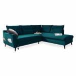 T&uuml;rkiissinine sametne nurgas diivanvoodi L, paremas nurgas Stylish Stan - Miuform