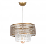 Valge-kuldne rippvalgusti metallist varjuga &oslash; 26,5 cm - Opviq lights