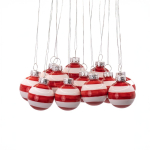 K&auml;sitsi valmistatud klaasist j&otilde;ulukuulid, 12 tk, &oslash; 3 cm Bauble Stripe &ndash; Sass & Belle