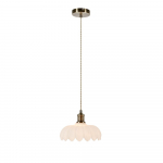 Valge-messingiv&auml;rvi rippvalgusti klaasist varjuga &oslash; 25,5 cm Kurage - Marksl&ouml;jd