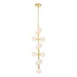 Valge/kuldse v&auml;rvi metallist ripplamp klaasist varjuga, &oslash; 27 cm Trieste - Premier Housewares