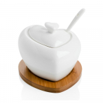 Porcelaanist suhkrukauss koos lusika ja bambusest alusplaadiga S&uuml;da - Brandani