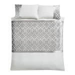 Kreem/hall-beež sametist pikendatud voodipesu kaheinimesevoodile 230x220 cm Lattice Cut - Catherine Lansfield