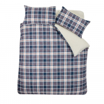 Sinine/beež lambavillast voodipesu kaheinimesevoodile 200x200 cm Cosy Sherpa Check - Catherine Lansfield