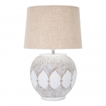 Valge-kuldne tekstiilist varjuga laualamp (k&otilde;rgus 59 cm) Atene &ndash; Mauro Ferretti