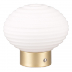 Valge-kuldne dimmerdatav LED laualamp klaasist varjuga (k&otilde;rgus 14,5 cm) Earl - Reality