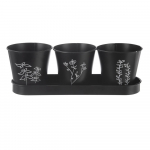 Metallist maitsetaimede potid, 3 tk komplektis &oslash; 11 cm Black - Orion