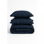 Tumesinine Renforc&eacute; puuvillast pikendatud voodipesu kaheinimesevoodile 240x220 cm Ruffle Striped - Mila Home Luxury