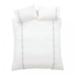 Valge 3-osaline perkal-puuvillane voodipesu 200x200 cm Camille Embroidered Floral - Bianca