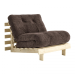Tumepruun kokkupandav velvetist futon-tool Roots - Karup