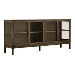 Tumepruun vitriinkapp tammepuust dekooriga 180x80x40 cm Zamora - House Nordic