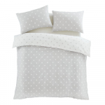 Valge/hall flanell-voodipesu kaheinimesevoodile 200x200 cm Polka Dot - Catherine Lansfield