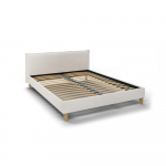 Kreemvalge polsterdatud kaheinimese voodi koos v&otilde;rega 160x200 cm Tina - Ropez