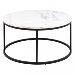 Valge &uuml;mmargune marmori imitatsiooniga diivanilaud &oslash; 80 cm Spiro - Actona