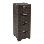 Tumepruun plastikust k&otilde;rge vannitoakapp 33x79 cm Rattan - Curver