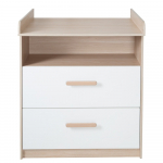 Valge/loomulikku v&auml;rvi tammepuust lastekapp koos muutmislauaga 88x98x75 cm Cabane - Roba