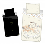 Helekollane puuvillane laste helendava efektiga voodipesu 140x200 cm Lion King "Best friends" - Jerry Fabrics