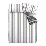 Mustvalge 3-osaline voodipesu 200x200 cm Harbour Stripe - Catherine Lansfield