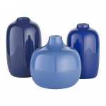 Sinised keraamilised vaasid 3-osalise komplektiga (k&otilde;rgus 9 cm) Ceola - Blomus