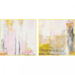 Tr&uuml;kitud/k&auml;sitsi maalitud elementidega maalid komplektis 2 raamiga/l&otilde;uendil 41,5x41,5 cm New Age Yellow - Malerifabrikken
