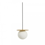 Valge/kuldse v&auml;rvi metallist ripplamp klaasist varjuga, &oslash; 25 cm Brisia - Kave Home