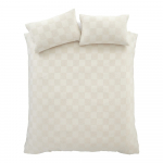 Kreemikas laiendatud kahekohaline voodipesu buklee 230x220 cm Cosy Checkerboard - Catherine Lansfield