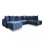 Tumesinine velvetist nurgadiivanvoodi (parem nurk/"U") Lazy Lukka - Miuform