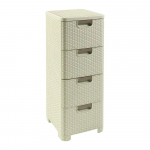 Kreem plastikust k&otilde;rge vannitoakapp 33x79 cm Rattan - Curver