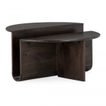 Tumepruun &uuml;mmargune mangopuidust kohvilaud &oslash; 80 cm Divya - MOME