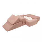 Roosa velvetist-vahtplastist m&auml;nguv&auml;ljak 100x35x40 cm Montessori - Meowbaby