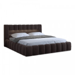 Tumepruun polsterdatud kaheinimesevoodi koos panipaiga ja voodip&otilde;hjaga 160x200 cm Lamica - ELTAP