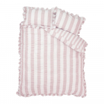 Roosa 3-osaline voodipesu 200x200 cm Seersucker Frill Stripe - Catherine Lansfield