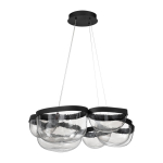 Mattmust terasest h&auml;mardatav LED-rippvalgusti klaasist varjuga, &oslash; 83 cm Clair - Nova Luce