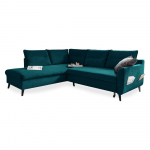 T&uuml;rkiissinine sametne nurgas diivanvoodi L, vasakpoolne nurk Stylish Stan - Miuform