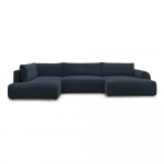 Tumesinine velvetist nurgadiivanvoodi (parem nurk/U-kujuline) Lucien - Bobochic Paris