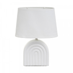 Valge keraamiline lauavalgusti tekstiilist varjuga (k&otilde;rgus 31 cm) - Casa Selecci&oacute;n