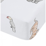 Valge puuvillane laste voodilina 90x190 cm Zoo Animals - Bianca