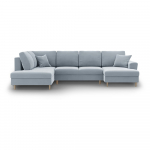 Helesinine sametist panipaigaga nurgadiivanvoodi (vasak nurk/"U"-kujuline) Kyoto - Cosmopolitan Design